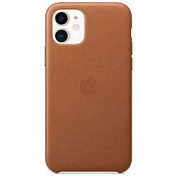 Задняя накладка LEATHER CASE для iPhone 11 (коричневая) (не оригинал)