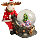 Снежный шар новогодний стеклянный «Лосик с мешком подарков», 10.5×6×8.5 см