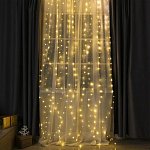 Гирлянда "Занавес", 3 х 2 м, на крючках РОСА свечение желтое (ПИТАНИЕ 3 АА)