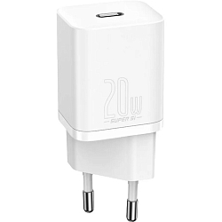 Сетевое ЗУ 1Type-C BASEUS Lightning <--> Type-C, белое, 20W