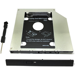 Адаптер оптибей ESPADA SS12 /optibay, hdd caddy/ SATA/miniSATA/SlimSATA/ 12,7мм для подключения HDD/SSD 2,5” к ноутбуку вместо DVD.(37642)