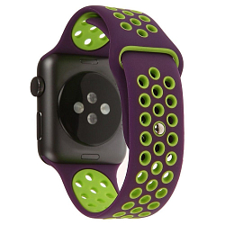 Силиконовый ремешoк SPORT BAND для Apple Watch 38\40mm фиолетовый, салатовый