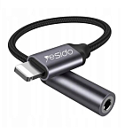 Переходник Jack 3.5 >--> Lightning YESIDO YAU37 чёрный