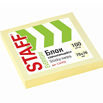 Блок самоклеящийся (стикеры) STAFF 76х76мм, 100 листов, желтый, 126496
