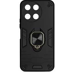 Силиконовый чехол DF для Realme 11 (4G) DF rmArmor-09 (black) с кольцом и метллической пластиной для магнитного держателя