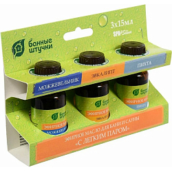 Набор эфирных масел БАННЫЕ ШТУЧКИ "С легким паром" (пихта,можжевельник,эвкалипт) 3 масла по 15мл  30002