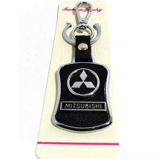 Брелок с карабином MITSUBISHI хром-металл на коже
