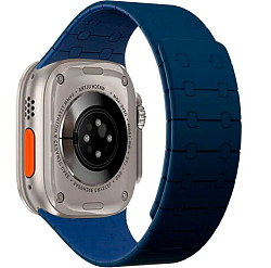 Силиконовый ремешок GRACE для Apple Watch 42_44_45_49мм, синий, застежка_магнит