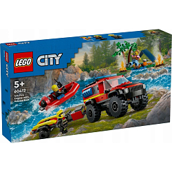 Конструктор LEGO City 60412 Пожарная машина 4х4 со спасательным катером