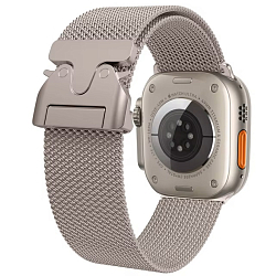 Металлический ремешок МОБИЛИС для Apple Watch 42/44/45/49mm титан, Миланская петля_new замок