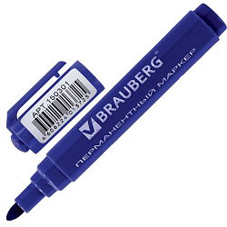 Маркер перманентный синий, пулевидный, 3мм "Classic" BRAUBERG арт.150301