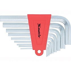 Набор ключей имбусовых HEX, 1,5–10 мм, CrV, 9 шт., короткие, сатин.// Matrix