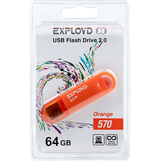 USB 64Gb Exployd 570 оранжевый