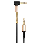 Кабель Jack 3.5 <--> Jack 3.5  1.0м EARLDOM ET-AUX21 черный, коннектор с пружиной, боковой