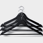 Плечики для одежды с перекладиной Доляна, набор 3 шт, размер 44-46, клён, чёрный 7162568