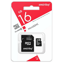 Micro SD 16Gb Smart Buy, LE, Class10, с адаптером SD