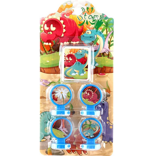 Печать цветная «Весёлые динозавры» 4 шт., штемпельная подушка 9807253