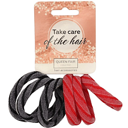 Резинка для волос "Махрушка спорт" (набор 6 шт) полоски диагональ, 4 см, серый красный   9899511