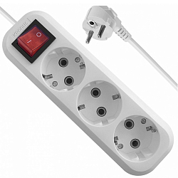 Сетевой удлинитель  3.0м KRONUS KRS-04-0007, 3 розетки, 16А/3,5кВт, с выкл., с/з, ПВС 3х1,0