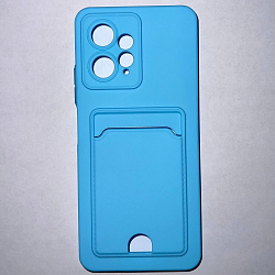 Силиконовый чехол BUTTON для Xiaomi Redmi NOTE 12 _4G (2023) голубой , с карманом для пластик карт