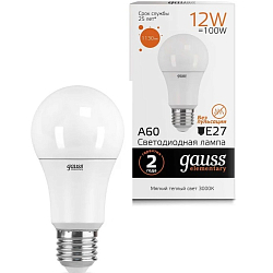 Лампа Gauss LED A60 12W 12W/3000K/E27 груша, теплый белый