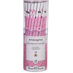 Карандаш чернографитный 3 мм ArtGraphix. Fun "Фламинго", НВ, трёхгранный, пластиковый корпус