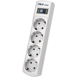 Сетевой фильтр  1.8м PILOT mini, 4 розетки, белый (коробка)