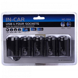 Разветвитель прикуривателя OLESSON 1504(4 выхода + 2 USB)