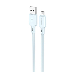 Кабель USB <--> microUSB  1.0м BOROFONE BX94 Crystal Color, голубой