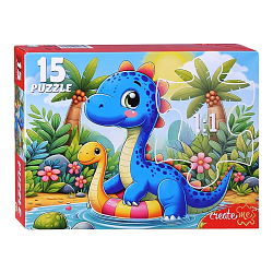 Макси-пазл 15 эл. "Динозаврик в пруду" в/к 18,2*13,3*3,8 см