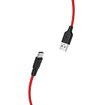 Кабель USB <--> Type-C  2.0м HOCO X21 Plus красный, чёрная вставка
