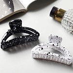 Краб для волос "Пелагея" дуга, 8 см, белый и чёрный 7862175