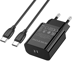 Сетевое ЗУ 1Type-C 2.1A BOROFONE BA65A Type-C-Type-C, черный