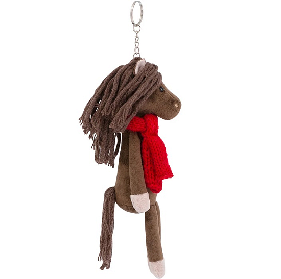 Мягкая игрушка-брелок Лошадка Игогошка в красном шарфике 12 см