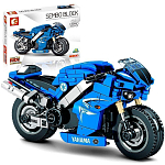 Конструктор SEMBO BLOCK, 701102, спортивный мотоцикл, 301 деталь, синий
