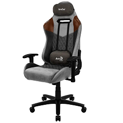 Кресло игровое Aerocool DUKE Tan Grey (150кг, ткань AeroSuede, 2 подушки, 2D подлокотник)