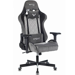 Кресло игровое БЮРОКРАТ Zombie VIKING 7 KNIGHT Fabric серый Loft ромбик текстиль/эко.кожа с подголов. крестовина металл