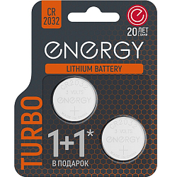 Элемент питания ENERGY CR2032 Turbo BL-2 (2/80/480)