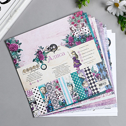 Набор бумаги для скрапбукинга "Алиса" 8 листов 20х20 см, 190 г/м2 7770597