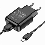 Сетевое ЗУ 1USB 2.1A BOROFONE BA64A, microUSB, чёрный