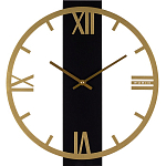 Часы настенные РУБИН "Классика" из металла, d=35 см, открытая стрелка, золото+дерево (3506-001)