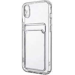 Силиконовый чехол Clear Card для iPhone XR прозрачный с карманом для пластиковых карт