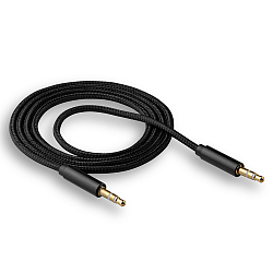 Кабель Jack 3.5 <--> Jack 3.5  1.0м WALKER WCA-174 в переплете черный (в пакете)