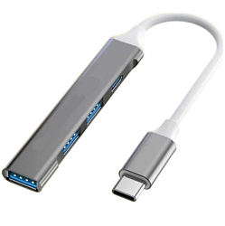 USB-Хаб Dream QC08 3USB + Type-C 0.2 м на Type-C серый (181597)