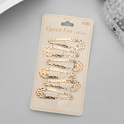 Невидимка для волос "Ажурная" (набор 6 шт) 5 см, золото 10309302