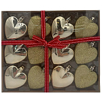 Набор елочных украшений Волшебная страна Сердце золотое, 12 шт, размер: 6 см 110447