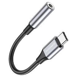Переходник Jack 3.5 >--> Type-C BOROFONE BV16 metal grey