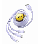 Кабель USB/Type-C <--> Lightning/Type-C/microUSB  1.1м BASEUS CB000063 Leo, фиолетовый