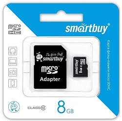 Micro SD  8Gb Smart Buy Class 10 c адаптером SD