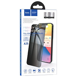 Противоударное стекло HOCO для iPhone 13/13 Pro, A25, privacy-proof, глянцевое, черное